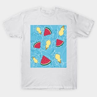 ducks and watermelon in water cute summer T-Shirt